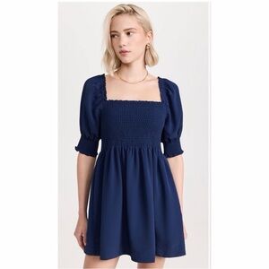 Hill House Athena Nap Dress Navy Blue Puffed Sleeve Mini Women's Sz XL